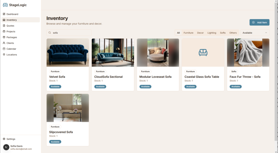 A person organizing items in a well-lit warehouse.